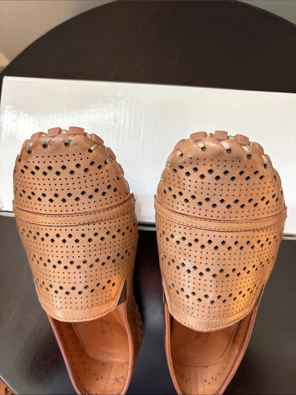 Spring Step Freida Tan Perforated Leather Slip-On Flats - Size 39 - Worn 3 times